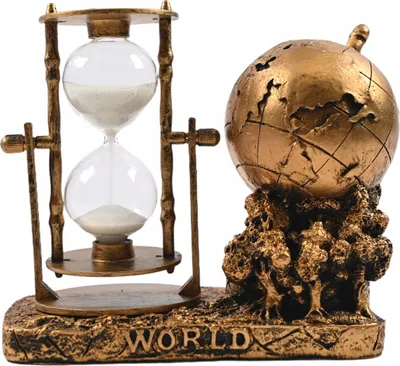Produktbild von Globus Sanduhr 30 Sekunden - Edle Tischdeko Weltkugel Figur - Antik Stil Geschenk Gold Silber