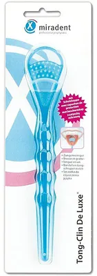 Image de Tong-Clin De Luxe gratte-langue bleu transparent, 1 dispositif