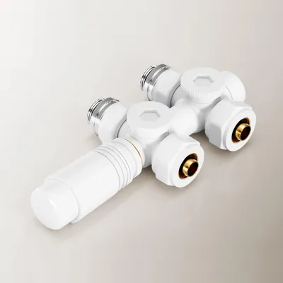 Produktbild von Heilmetz Heizkörper Thermostatventil Set Weiß , M30 x 1,5 Universal Ventil inkl. Rosette, kompatibel mit 15mm & 16mm Rohrleitungen