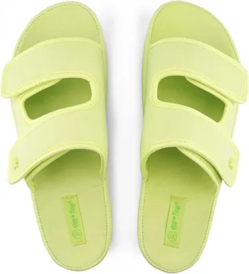 Produktbild von Damen-Pantoletten Flip Flop Klettverschluss Blume leicht limettengrün 39