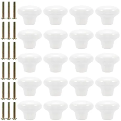 Immagine prodotto di Set di 20 maniglie in Vetroceramica bianca per ante di mobili da cucina