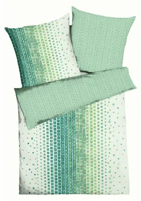 Produktbild von JACK by Kaeppel Edel Seersucker 2 tlg. Wende Bettwäsche Oxygen Jade Quadrat Farbverlauf Grün Offwhite, Größe:135x200cm Bettwäsche