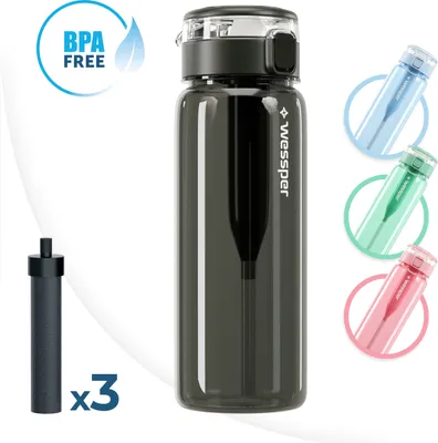 Immagine prodotto di Set: Wessper ActiveMax Clarti 0,68 l bottiglia filtro grigia + Wessper Clarti cartuccia filtro 2 pezzi.
