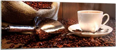 Produktbild von Bilder auf glas - Cup Samen Coffe - 140x50cm - Glasbilder - Wandbilder - Kunstdruck - zum Aufhängen bereit - Wanddekoration aus Glas - Glas Bilder - Wandbild auf Glas - Einteilig - GAB140x50-0158