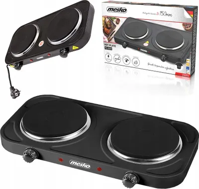 Zdjęcie produktu dla Mesko Home MS 6509, Czarny, Blat, Płyta uszczelniona, 2 stref(y), 2 stref(y), Wrzenie