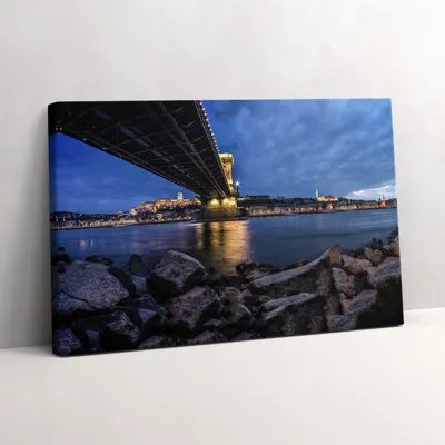 Produktbild von Felsenufer unter der Brücke – Leinwandbild Wandbild – 30x20 cm – Leinwandbilder – Wandbilder – Schlafzimmer – Flur