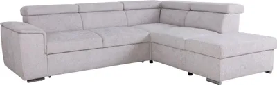Image de Canapé d'angle convertible, 5 places, DAYTONA, Tissu Beige, Coffre, 260 x 216 x 94 cm