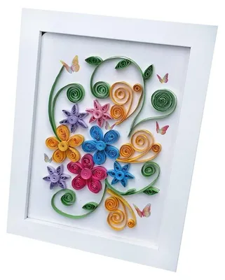 Produktbild von Quilling Set DIY Wiesenstrauß - Papierstreifen 3D Bild Set mit Rahmen ab 8 Jahren