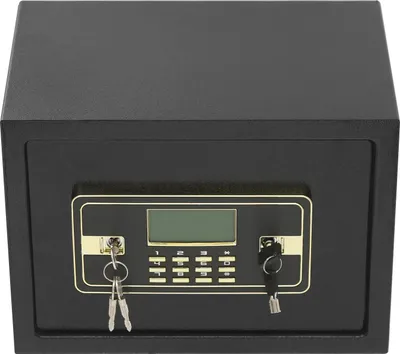 Zdjęcie produktu dla Sejf – sejf elektroniczny – 22 l – 35×25×25 cm – wyświetlacz LED – podwójny system zamykania – wyjmowana półka – stal Q235 – czarny