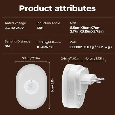 Obrázok produktu pre Inteligentná nočná lampa s Wi-Fi a Bluetooth, biela RGB LED lampa s diaľkovým ovládaním