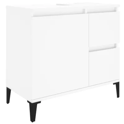 Produktbild von vidaXL 3 tlg. Badmöbel Set Weiß Holzwerkstoff - Badmöbel Set - Badmöbel Sets - Badezimmerschrank - Badezimmermöbel