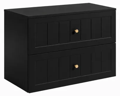 Obrázek produktu pro Závěsná skříňka do koupelny, rozměry 80 x 46 x 58,6 cm, s zásuvkami, korpus a deska v černé barvě, Obrázek vytvořený pomocí AI