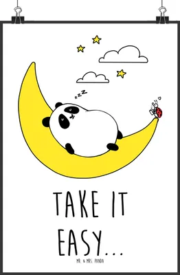 Produktbild von Mr. & Mrs. Panda Bild Panda Easy DIN A3 - Weiß - Geschenk, Plakat, Kunstdruck, drucke, wanddeko, Wandbild