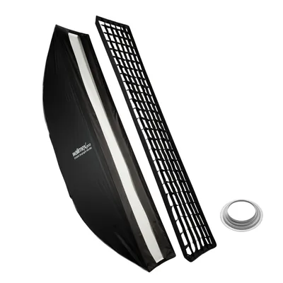 Produktbild von Walimex pro Studio Striplight Softbox 40x180cm + Hensel EH Adapter, 360°, Schirmfunktion, inkl. Grid, Maske, Bowens Adapter, Transporttasche, ideal für Produkt- und Peoplefotografie