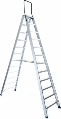 Produktbild von ASC Eurostairs Stufenstehleiter zweiseitig eloxiert mit Bügel 12 Stufen