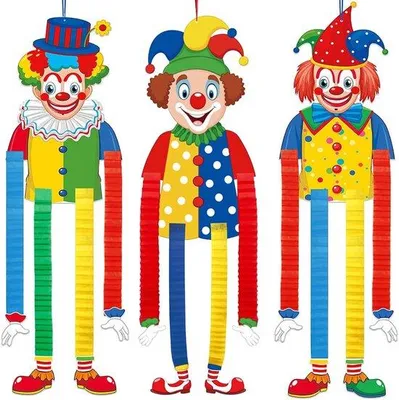 Productafbeelding van Clown Decoratie Set - 3 Stuks - Hangende Clown Garland - Creatieve DIY Decoratie voor Kinderfeestjes