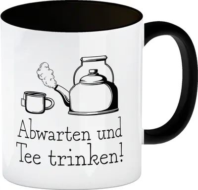 Produktbild von Abwarten und Tee trinken Kaffeebecher Schwarz