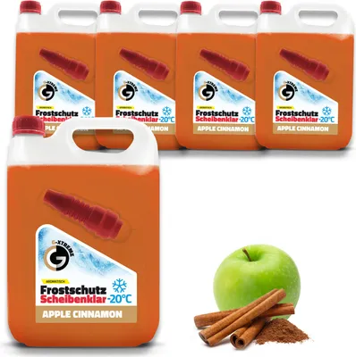 Produktbild von Scheibenfrostschutz mit Apple & Cinnamon Duft | Schlierenfreier und effektiver Scheibenreiniger für den Winter | Gebrauchsfertige frostschutzmittel scheibenwaschanlage | 4x5L = 20L