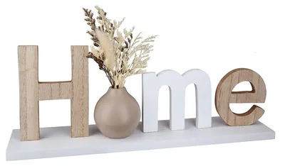 Zdjęcie produktu dla Dekoracyjny stojak z napisem "Home" wykonany z drewna, wymiary: 30 x 11 x 6 cm