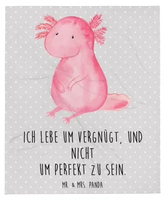 Produktbild von Mr. & Mrs. Panda Bettdecke Axolotl Niedlich - Grau Pastell - Geschenk, Fröhlich, Kuscheldecke, Lebensweisheit, Freundin, Wohndecke, Tagesdecke, Liebe, Decke, Sofadecke