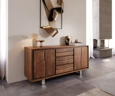 Produktbild von DELIFE Sideboard Live-Edge 172 cm Akazie Braun 3 Schübe 4 Türen