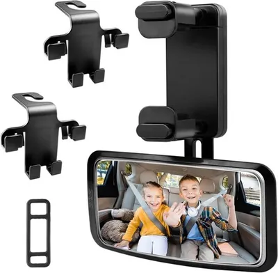 360° drehbarer Babyspiegel für Auto mit klarem Blick und 2 Auto-Haken für Kinder und Babys