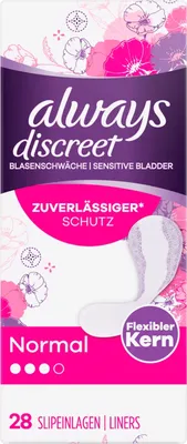 Zdjęcie produktu dla Wkładki higieniczne Always Discreet Incontinence Panty Liners Normal 28 sztuk 130g