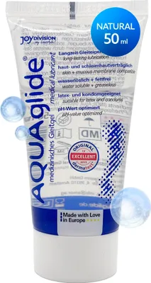 Zdjęcie produktu dla JOYDIVISION AQUAglide 50 ml Lubrykant Naturalny, bezzapachowy i przezroczysty, na bazie wody i krystalicznie czysty, odpowiedni do prezerwatyw lateksowych