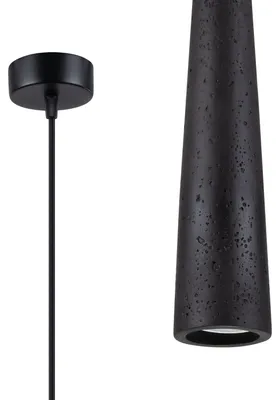 Produktbild von Hängeleuchte Beton GU10 D: 8 cm H: max. 125 cm Schwarz rund Industrial Design Hängelampe