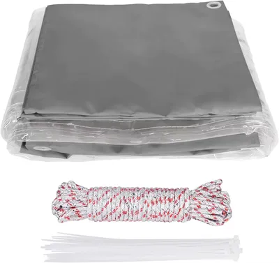 Productafbeelding van PVC-afdekkleed - Waterdichte, weerbestendige doek - 3 x 3 meter - 0,55 mm - Lichtgrijs - UV-bescherming - Oogjes om de 30 cm
