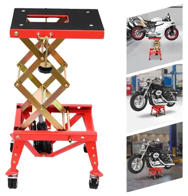 Productafbeelding van Hydraulische motorfietslift, draagvermogen 159 kg, hoogte verstelbaar van 30 tot 80 cm, platformafmetingen 96,5 x 73 cm, basisafmetingen 116,8 x 94 cm, gewicht 8,4 kg