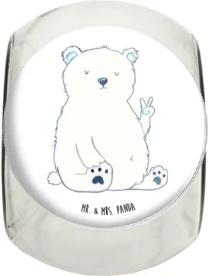 Produktbild von Mr. & Mrs. Panda Bonboniere Eisbär Faul L 870ml - Weiß - Geschenk, Homeoffice, Bär, Aufbewahrungsdose, Vorratsbehälter, Bonbonglas, Glasdose, Teedose, Arbeitsplatz, Teddy