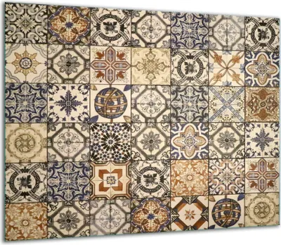 Produktbild von Herdabdeckplatten Glaskeramikkochfeld-Abdeckung Spritzschutz Glas 60x52cm Mosaik
