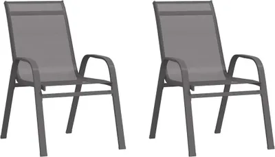 Image de Chaises empilables de jardin lot de 2 Gris Tissu textilène