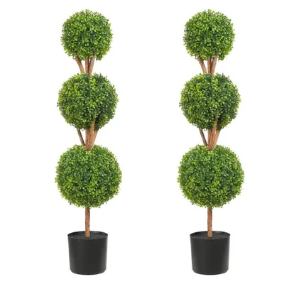 Obrázok produktu pre Umelá guľa zo zimostrázu 122 cm - Záhradná dekorácia z plastu - Guľa zo zimostrázu v kvetináči - Umelá rastlina s LED svetlami a náhradnými listami - 2 ks. LED svetlá, 10 ks. Náhradné listy.