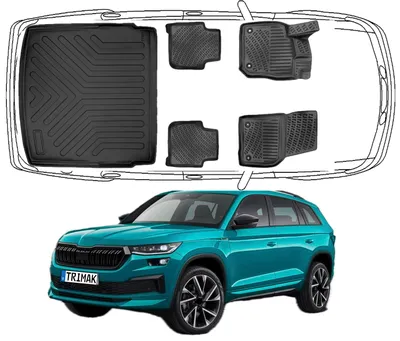 Produktbild von 3D Fußmatten & Obere Kofferraumwanne Auto Set Kompatibel mit Skoda Kodiaq II ab 2024