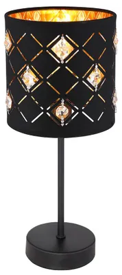 Produktbild von LED Tischleuchte, dimmbar, Kristalle, schwarz gold, H 35 cm