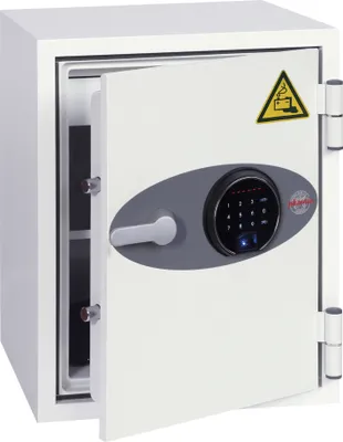 Produktbild von Tresor Battery Fighter, Fingerabdruck-Schloss, Volumen 63 Liter, weiß