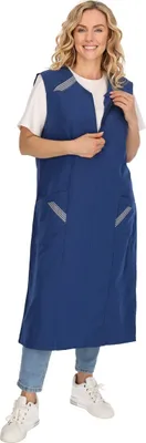 Produktbild von Reißverschlusskittel RV Kittel Hauskleid Schürze Kochschürze, Größe:48, Farbe:marineblau