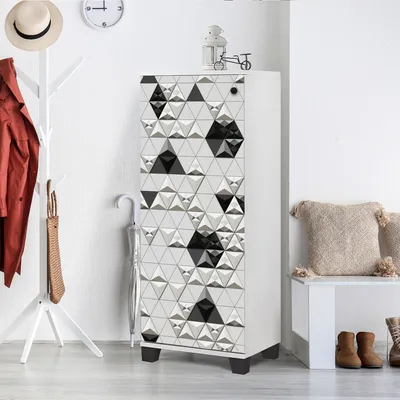 Produktbild von Skye Decor, Filinta- Filinta 803 VEL, Weiß,Schwarz, Schuhschränke, 127x50x38 cm, 100% Melaminbeschichtete Partikelplatte