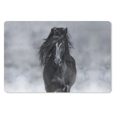 Produktbild von MuchoWow® Schreibtischunterlage Pferd - Schwarz - Smoke 60x40 cm - XXL Mauspad - Großes Mauspad