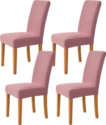 Produktbild von Stretch Stuhlhussen, Weiche Beschützer Stuhlhussen Anti-rutsch Stuhlhussen Stuhlbezug für Stuhl Esszimmer Für Bankett, Satz von 4, Rosa