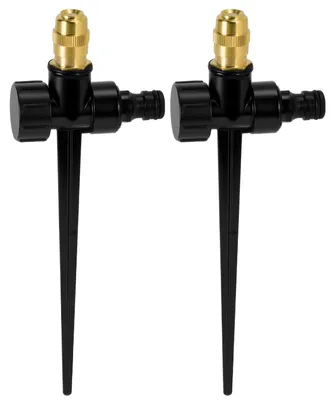 Imagen del producto de Riego automático para césped, aspersor metálico, boquilla de latón ajustable, con estaca para fijación en el suelo, ideal para jardines