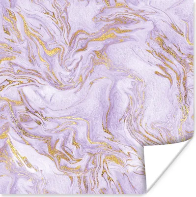 Produktbild von MuchoWow® Poster Marmor - Flieder - Gold 100x100 cm - Babyzimmer