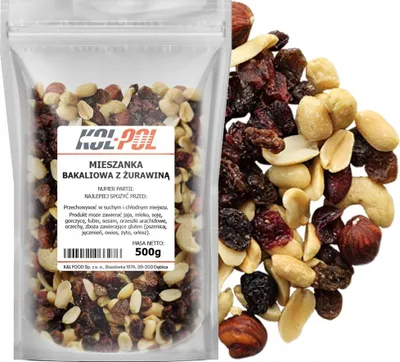 Zdjęcie produktu dla MIESZANKA STUDENCKA 500g Bakaliowa z żurawiną i orzechami naturalna Kol-Pol