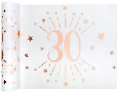Produktbild von 30. Geburtstag roségold Tischläufer 5 m x 30 cm Zahl 30
