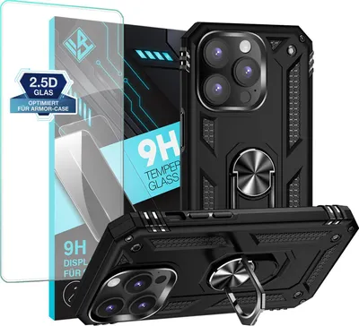Produktbild von Armor Outdoor Handyhülle für Apple iPhone 14 Pro Handy Panzer Case Schutzhülle mit 9H Displayglas Displayschutz Farbe: Schwarz
