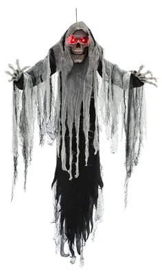 Produktbild von Skelett Reaper Hängefigur mit Licht & Sound 182cm