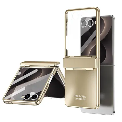 Produktbild von Hülle für Samsung Galaxy Z Flip 8 Elektroplatte Hart PC Schutzhülle mit Scharnierschutz Gold