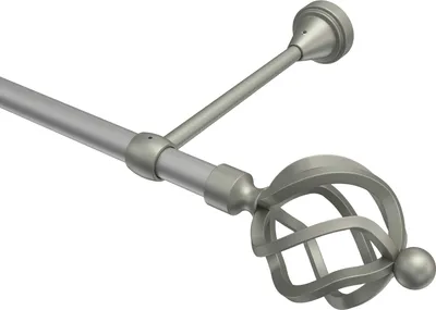 Produktbild von Interdeco Gardinenstange / Vorhangstange Silbergrau / Chrom matt, Typ Primus Paolo (Schmiedekugel), 16 mm Ø 1-läufig, 360 cm